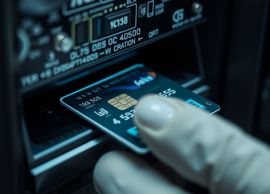 Especialista revisando la lectora de tarjetas de un terminal